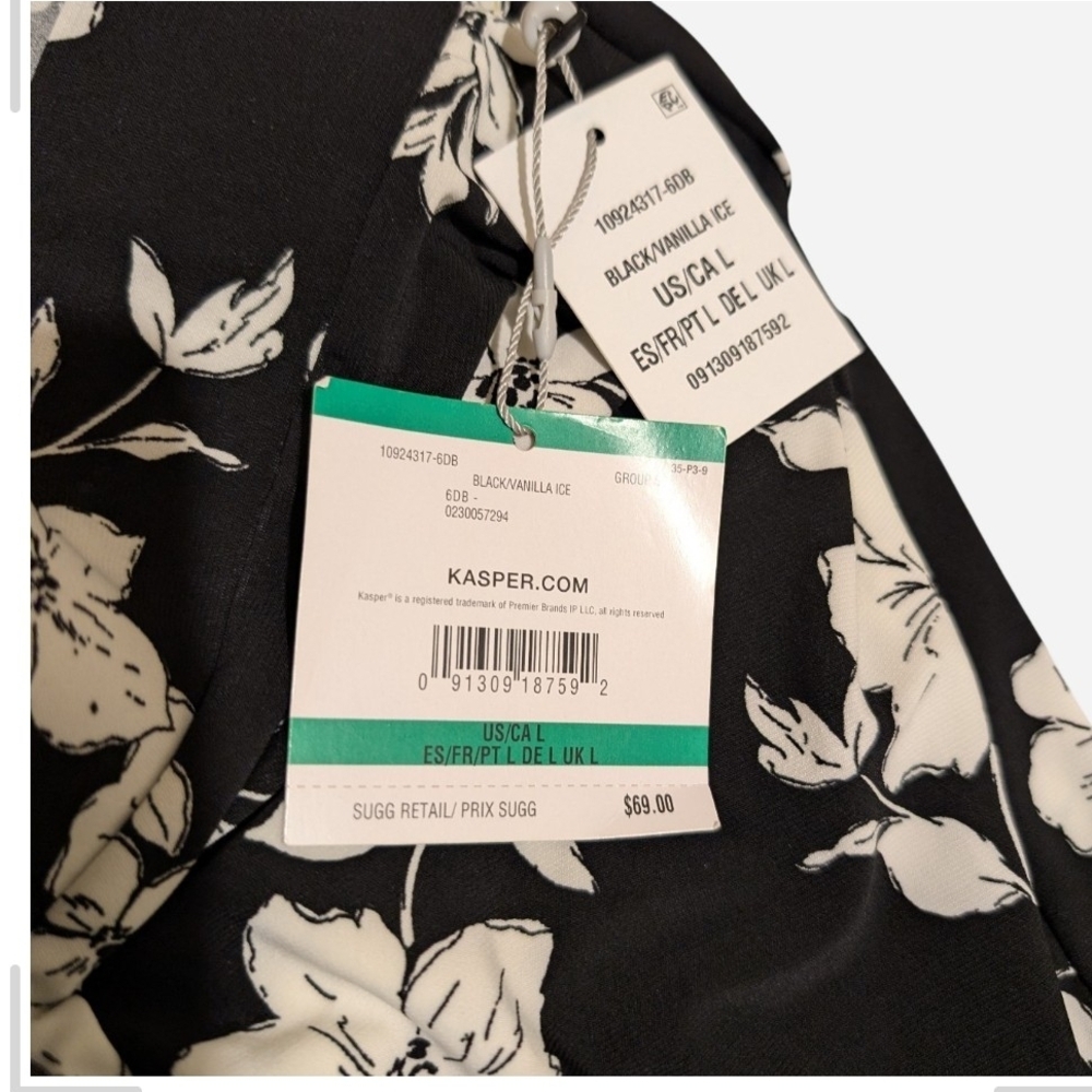 Kasper Black Wide-Leg Floral Print Pants - Picture 6 of 9